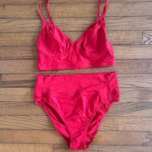 Fortnight luna longline bikini set 32E and M bottom RED